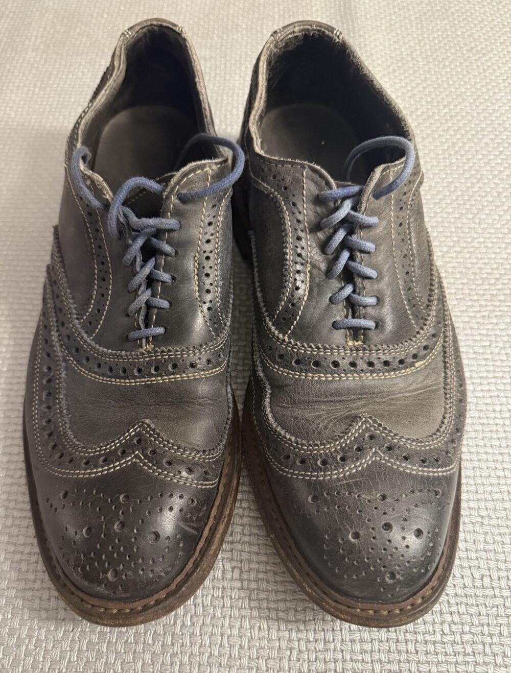 Allen Edmonds Neumok Wingtip Oxford Shoes Blue/Navy Nubuck Leather Mens US 7